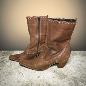 Naturalizer Vintage Leather Mid Calf Boots Women’s 8.5M Tucson Brown Academia